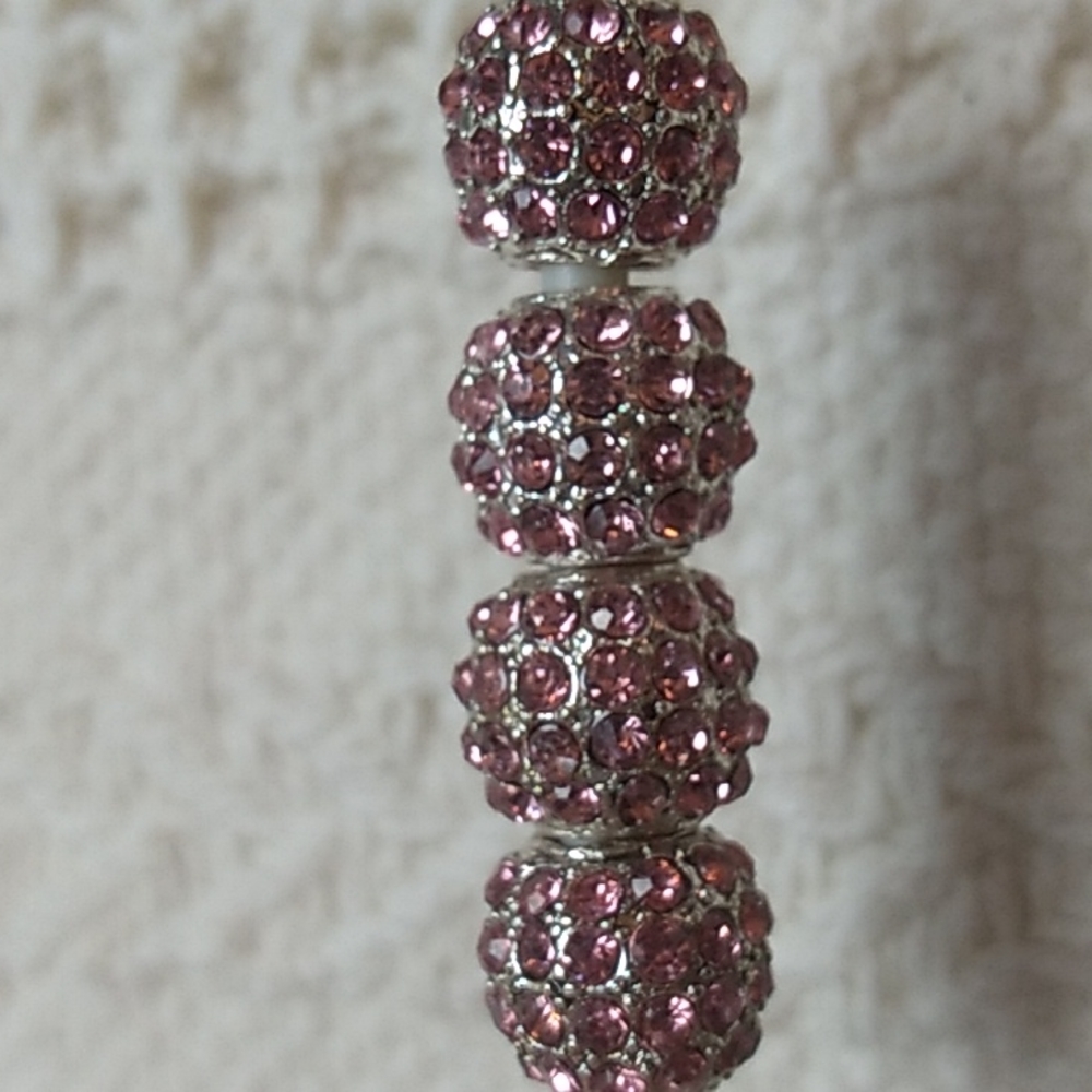 4 Beads pink Rhinestones Vintage for your bracelet